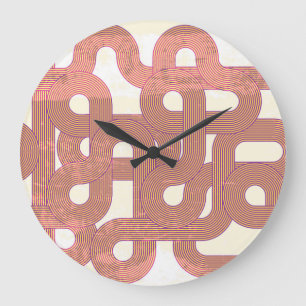 Vibrant Vintage: Abstract Colourful Lines Large Clock