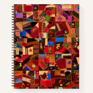 Vibrant Vintage Crazy Quilt Notebook