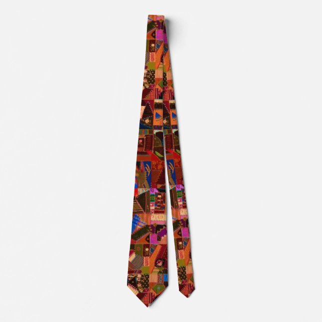 Vibrant Vintage Crazy Quilt Tie (Front)