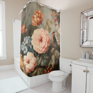Vibrant Vintage Floral and Bird Scene