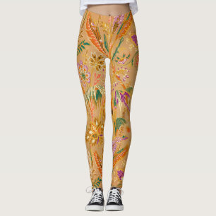 Vibrant Vintage Floral Pattern Leggings