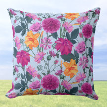 Vibrant Vintage Summer Red Burgundy Garden Floral