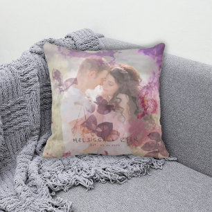 Vibrant Violet Garden Photo Overlay  Throw Pillow