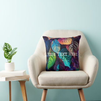 vibrant visually striking arrangement of leaves throw pillow