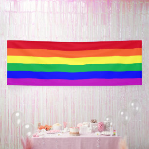Vibrant Vivid Colours LGBTQ Classic Rainbow Stripe Banner