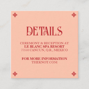 Vibrant Vows: A Spanish Folk Wedding Details Card