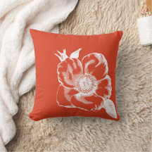 Vibrant Warm Poppy Throw Pillow