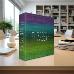 Vibrant Watercolor Abstract Stripes Custom Name Binder