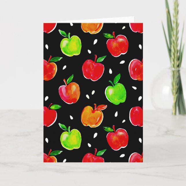 Vibrant Watercolor Apples Pattern Card (Front)