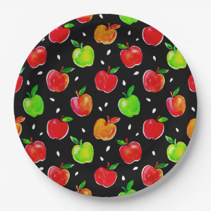 Vibrant Watercolor Apples Pattern Paper Plate
