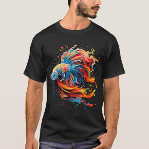 Vibrant Watercolor Betta Fish - Colourful Siamese  T-Shirt