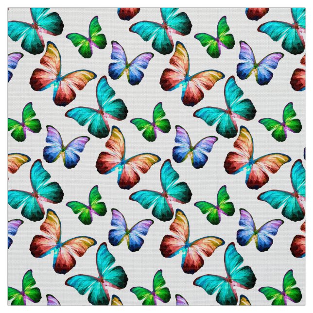 Vibrant Watercolor Butterfly Pattern Fabric (Swatch)