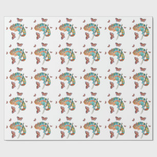 Vibrant Watercolor Chameleon  Wrapping Paper