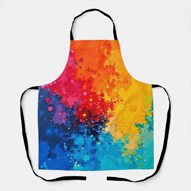 Vibrant Watercolor Chaos Art Apron (Front)
