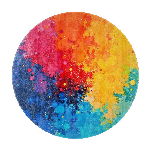 Vibrant Watercolor Chaos Art Cutting Board (Front)