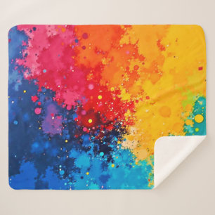 Vibrant Watercolor Chaos Art Sherpa Blanket