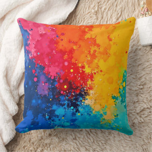 Vibrant Watercolor Chaos Art Throw Pillow