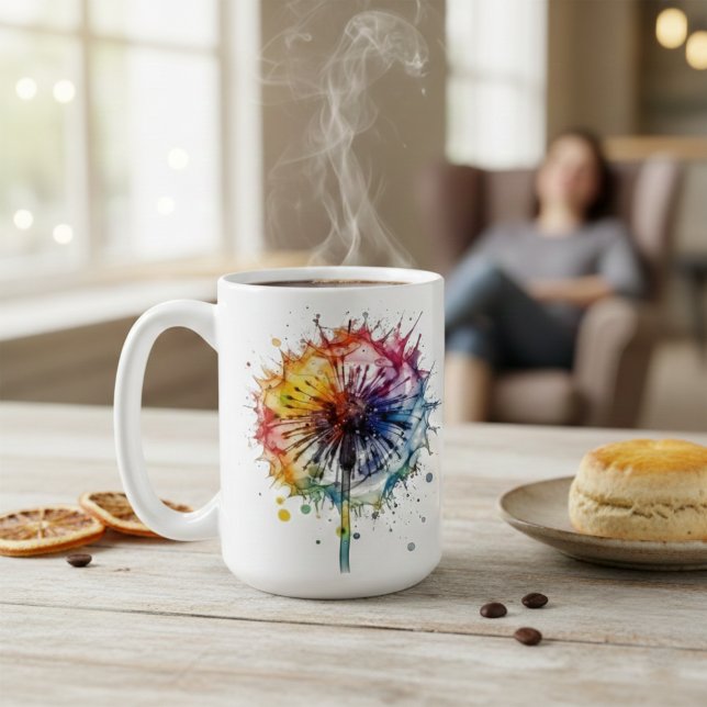 Vibrant Watercolor Dandelion   Coffee Mug (Creator Uploaded)