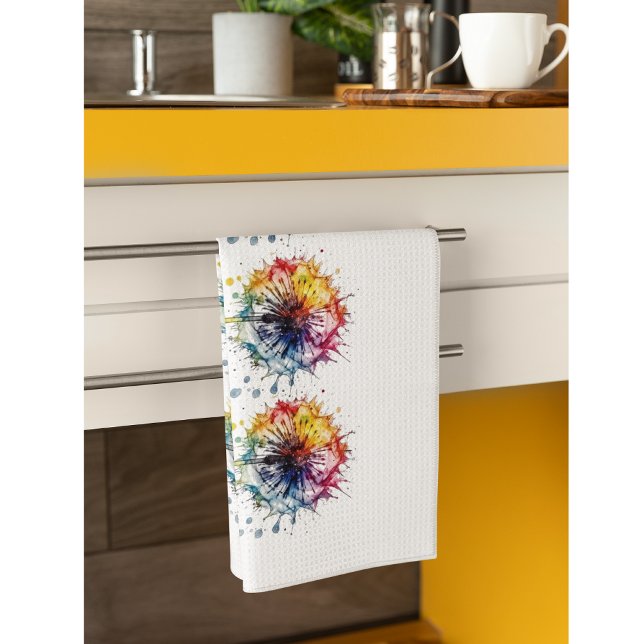 Vibrant Watercolor Dandelion   Kitchen Towel (Creator Uploaded)