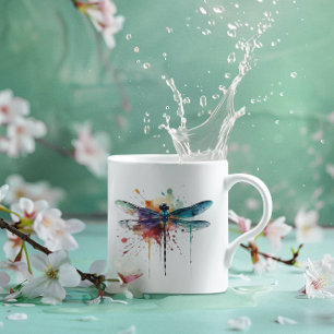 Vibrant Watercolor Dragonfly Coffee Mug