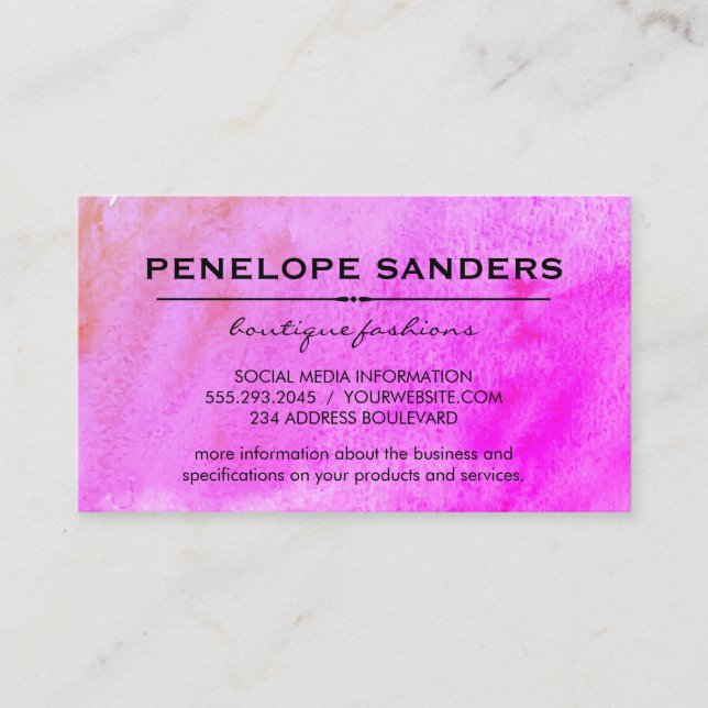 Vibrant Watercolor Expressive Business Card (Front)