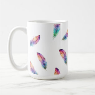 Vibrant Watercolor Feather All-Over Print Coffee Mug