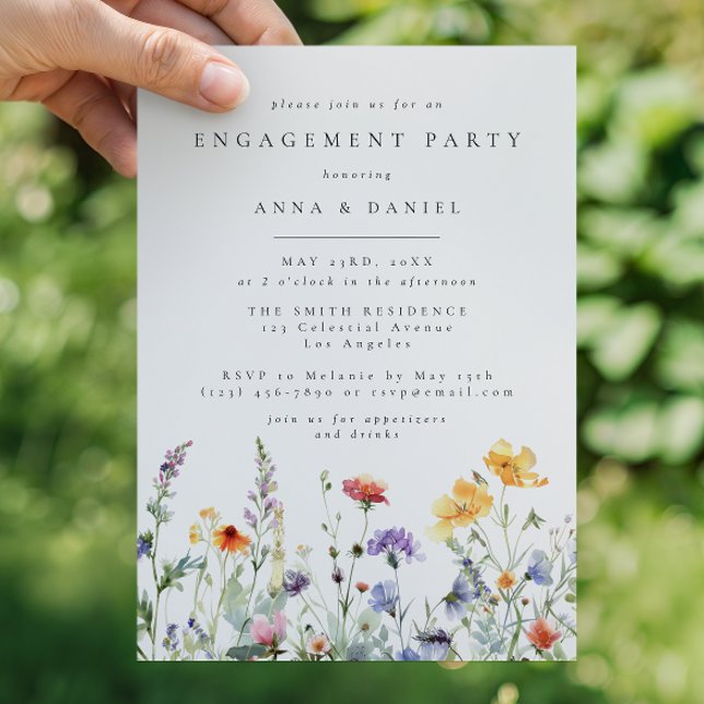 Vibrant Watercolor Floral Engagement Party Invitation (Creator Uploaded)