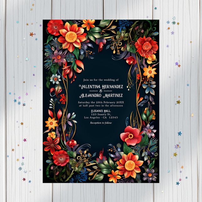 Vibrant Watercolor Floral Fiesta Wedding Invitation (Vibrant Watercolor Floral Fiesta Wedding Invitation)