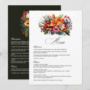 Vibrant Watercolor Floral Fiesta Wedding Menu
