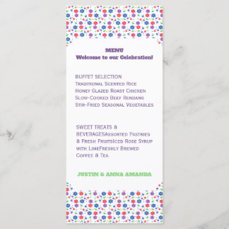 Vibrant Watercolor Floral Pattern Wildflowers Menu