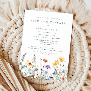 Vibrant Watercolor Floral Wedding Anniversary Invitation