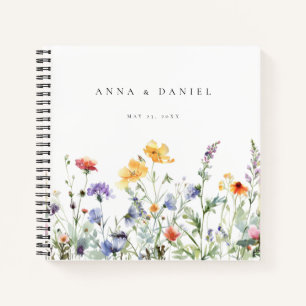 Vibrant Watercolor Floral Wedding Guest Book