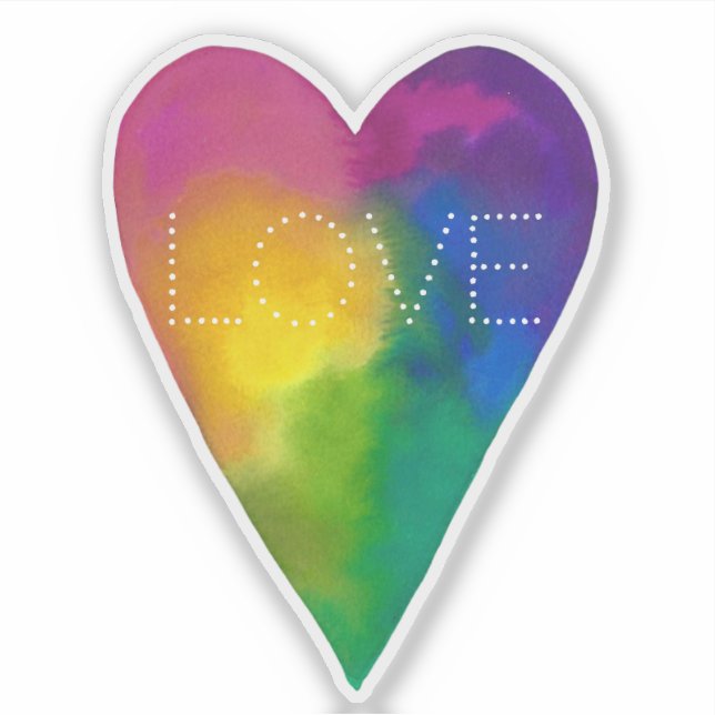 Vibrant Watercolor Heart "Love" (Front)