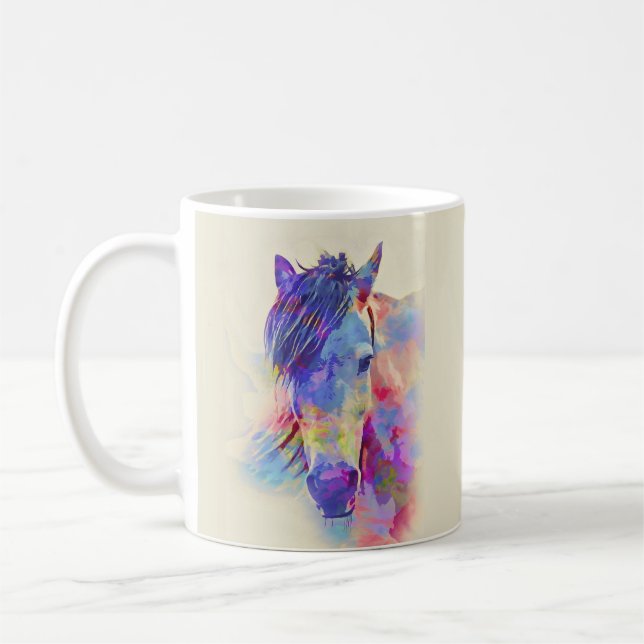 Vibrant Watercolor Horse Art Mug (Left)