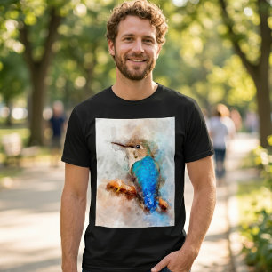 Vibrant Watercolor Hummingbird Bird on a branch T-Shirt