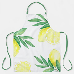 Vibrant Watercolor Lemon Print Apron