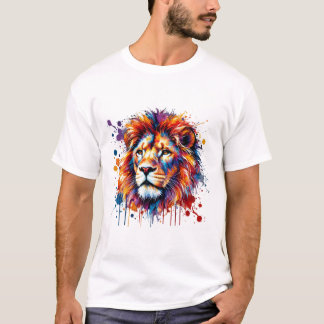 Vibrant Watercolor Lion T-Shirt