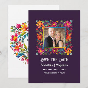 Vibrant Watercolor Mexican Fiesta Wedding Save The Date