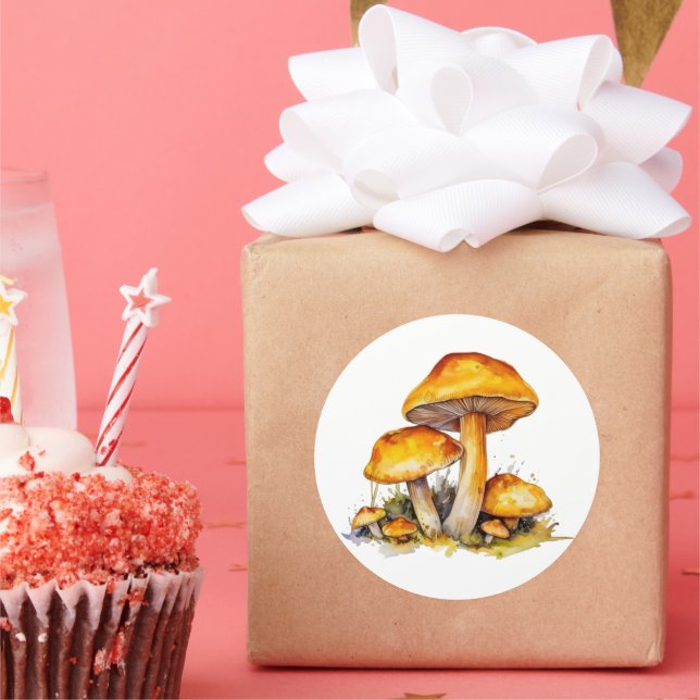 Vibrant Watercolor Mushroom Sticker (Party)