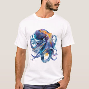 Vibrant Watercolor Octopus — Coastal Ocean Art T-Shirt