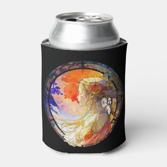 Vibrant Watercolor of Girl Can Cooler (Can Front)