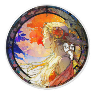 Vibrant Watercolor of Girl Ceramic Knob