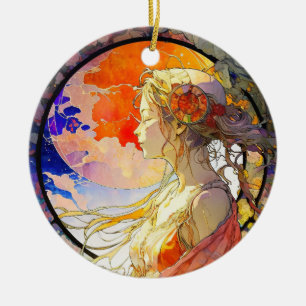 Vibrant Watercolor of Girl Ornament