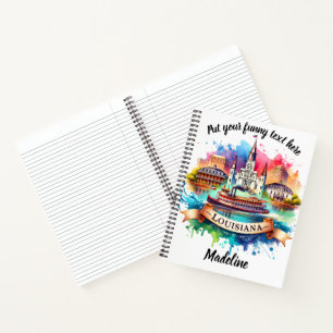 Vibrant watercolor of Louisiana landmarks Notebook