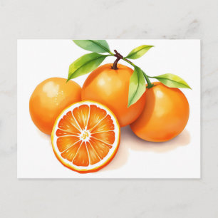 Vibrant Watercolor Oranges Postcard