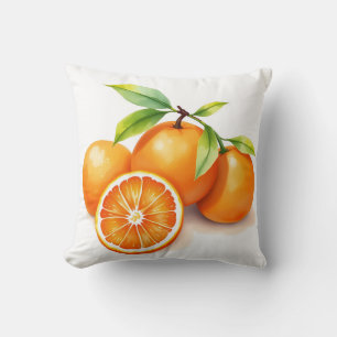 Vibrant Watercolor Oranges Throw Pillow