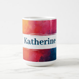 Vibrant Watercolor Paint Splash with Custom Name Coffee Mug