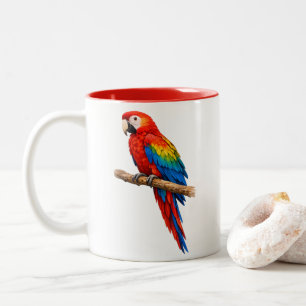 Vibrant Watercolor Scarlet Macaw Double-Sided Mug