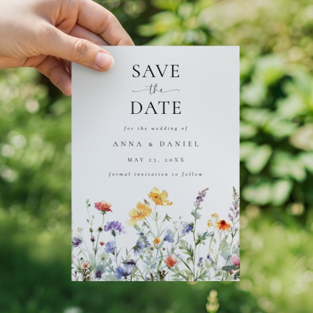Vibrant Watercolor Wildflower Wedding Save The Date (Creator Uploaded)