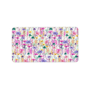 Vibrant Watercolor Wildflowers Label